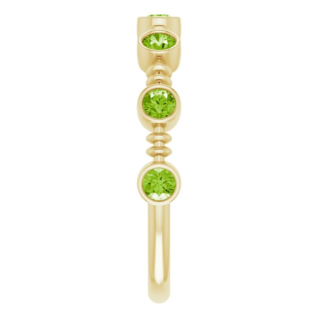 14K Gold Round Natural Peridot Bezel-Set Ring II - Yellow Gold - view 4