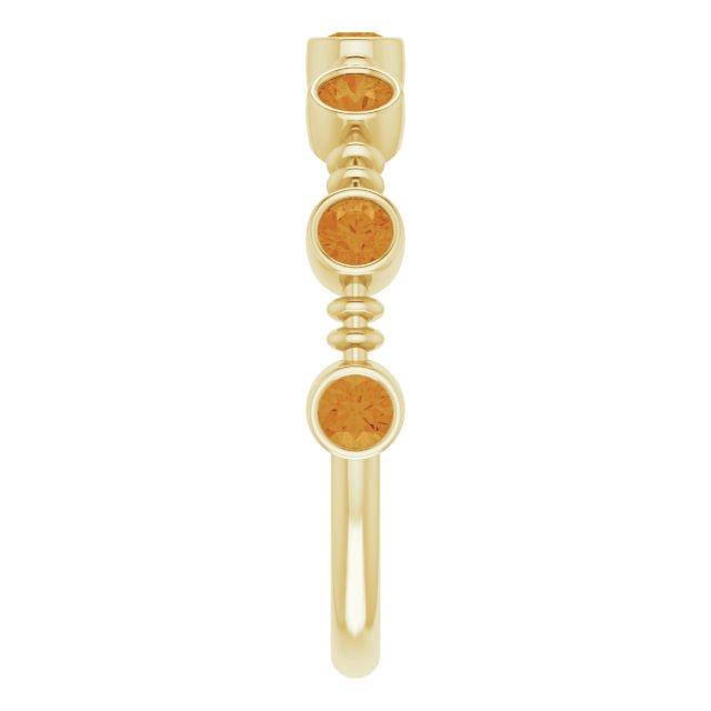14K Gold Round Natural Citrine Bezel-Set Ring II - Yellow Gold - view 4