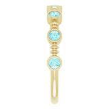 14K Gold Round Natural Blue Zircon Bezel-Set Ring II - Yellow Gold - view 4