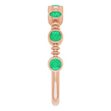 14K Gold Round Lab-Grown Emerald Bezel-Set Ring II - Rose Gold - view 4