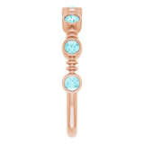 14K Gold Round Natural Blue Zircon Bezel-Set Ring II - Rose Gold - view 4