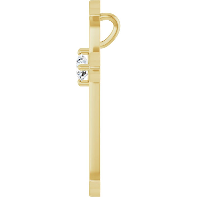 14K Gold Round Natural Diamond Accented Cross Pendant – up to 1/10 CTW - Yellow Gold - view 3
