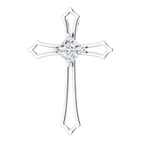14K Gold Round Natural Diamond Accented Cross Pendant – up to 1/10 CTW - White Gold