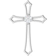 14K Gold Round Natural Diamond Accented Cross Pendant – up to 1/10 CTW - White Gold