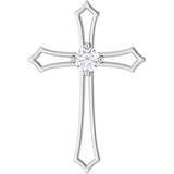 14K Gold Round Natural Diamond Accented Cross Pendant – up to 1/10 CTW - White Gold