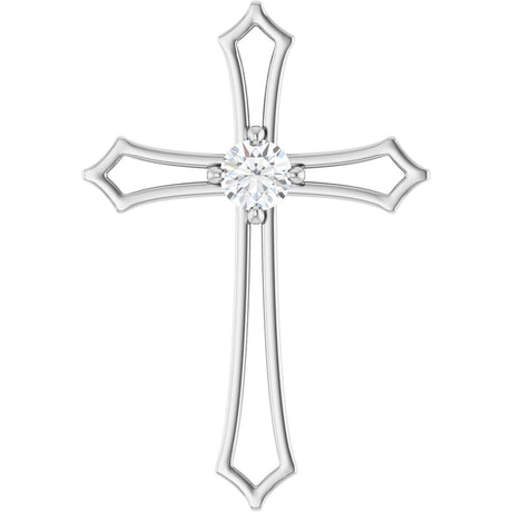 14K Gold Round Natural Diamond Accented Cross Pendant – up to 1/10 CTW - White Gold