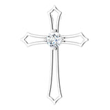 14K Gold Round Natural Diamond Accented Cross Pendant – up to 1/10 CTW - White Gold