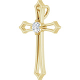 14K Gold Round Natural Diamond Accented Cross Pendant – up to 1/10 CTW - Yellow Gold - view 2