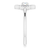 14K Gold Round Natural Diamond Vintage-Inspired Halo-Style Ring - White Gold - view 4
