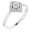 14K Gold Round Natural Diamond Vintage-Inspired Halo-Style Ring - White Gold