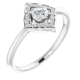 Platinum Round Natural Diamond Vintage-Inspired Halo-Style Ring