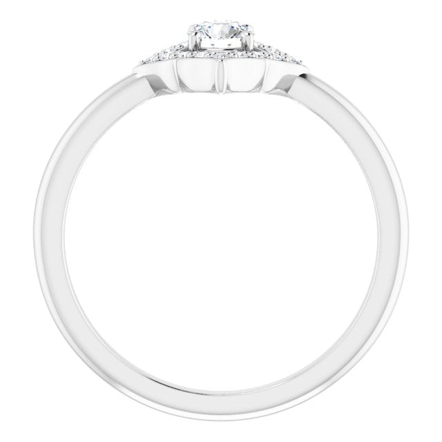 Platinum Round Natural Diamond Vintage-Inspired Halo-Style Ring - view 2