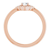 14K Gold Round Natural Diamond Vintage-Inspired Halo-Style Ring - Rose Gold - view 2