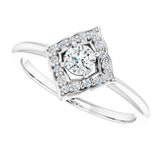 14K Gold Round Natural Diamond Vintage-Inspired Halo-Style Ring - White Gold - view 5