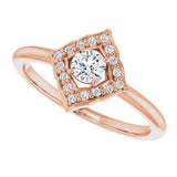 14K Gold Round Natural Diamond Vintage-Inspired Halo-Style Ring - Rose Gold - view 5