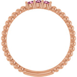 14K Gold Round Natural Pink Tourmaline Beaded Ring - Rose Gold - view 2