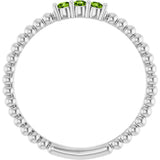 Platinum Round Natural Peridot Beaded Ring - view 2