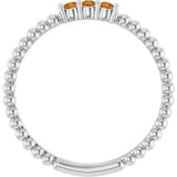 Platinum Round Natural Citrine Beaded Ring - view 2