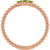 14K Gold Round Natural Peridot Beaded Ring - Rose Gold - view 2