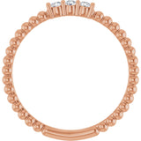 14K Gold Round Natural Diamond Beaded Ring - Rose Gold - view 2