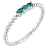 14K Gold Round Natural Alexandrite Beaded Ring - White Gold