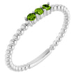 14K Gold Round Natural Peridot Beaded Ring - White Gold