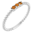 Platinum Round Natural Citrine Beaded Ring