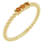 14K Gold Round Natural Citrine Beaded Ring - Yellow Gold