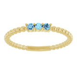 14K Gold Round Natural Aquamarine Beaded Ring - Yellow Gold - view 3