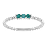 14K Gold Round Natural Alexandrite Beaded Ring - White Gold - view 3