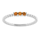 14K Gold Round Natural Citrine Beaded Ring - White Gold - view 3