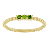14K Gold Round Natural Peridot Beaded Ring - Yellow Gold - view 3