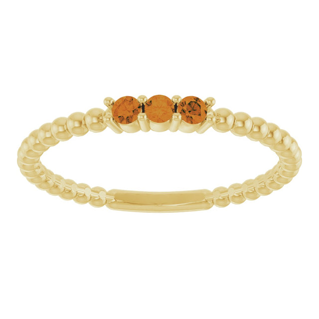 14K Gold Round Natural Citrine Beaded Ring - Yellow Gold - view 3