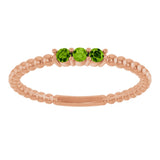 14K Gold Round Natural Peridot Beaded Ring - Rose Gold - view 3