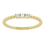 14K Gold Round Natural Diamond Beaded Ring - Yellow Gold - view 3