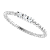 14K Gold Round Natural Diamond Beaded Ring - White Gold - view 5