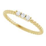 14K Gold Round Natural Diamond Beaded Ring - Yellow Gold - view 5