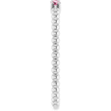 14K Gold Round Natural Pink Tourmaline Beaded Ring - White Gold - view 4