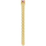 14K Gold Round Natural Pink Tourmaline Beaded Ring - Yellow Gold - view 4