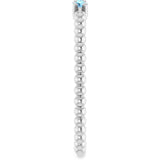 Platinum Round Natural Aquamarine Beaded Ring - view 4