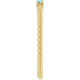 14K Gold Round Natural Aquamarine Beaded Ring - Yellow Gold - view 4