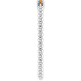 Platinum Round Natural Citrine Beaded Ring - view 4