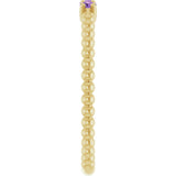14K Gold Round Natural Amethyst Beaded Ring - Yellow Gold - view 4