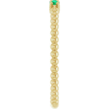 14K Gold Round Lab-Grown Emerald Beaded Ring - Yellow Gold - view 4