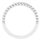 14K Gold Round Natural Diamond Beaded Ring – 1.3mm Stones - White Gold - view 2