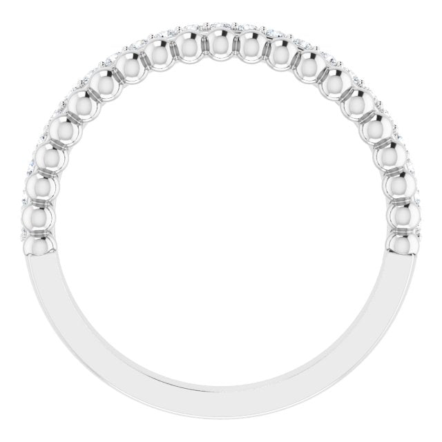 14K Gold Round Natural Diamond Beaded Ring – 1.3mm Stones - White Gold - view 2