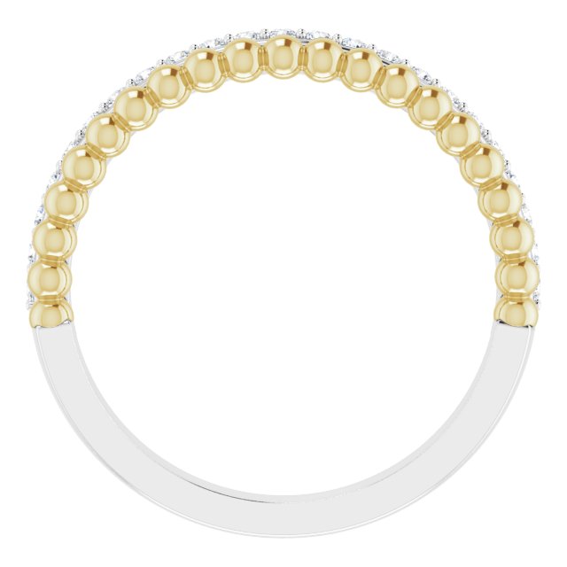 14K Gold Round Natural Diamond Beaded Ring – 1.3mm Stones - Two-Tone - view 2