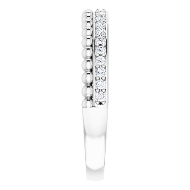 Platinum Round Natural Diamond Beaded Ring – 1.3mm Stones - view 4