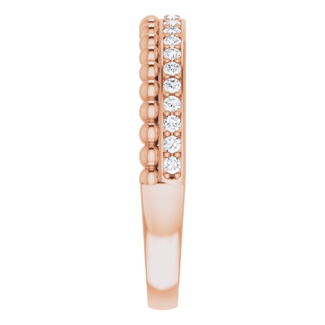 14K Gold Round Natural Diamond Beaded Ring – 1.3mm Stones - Rose Gold - view 4
