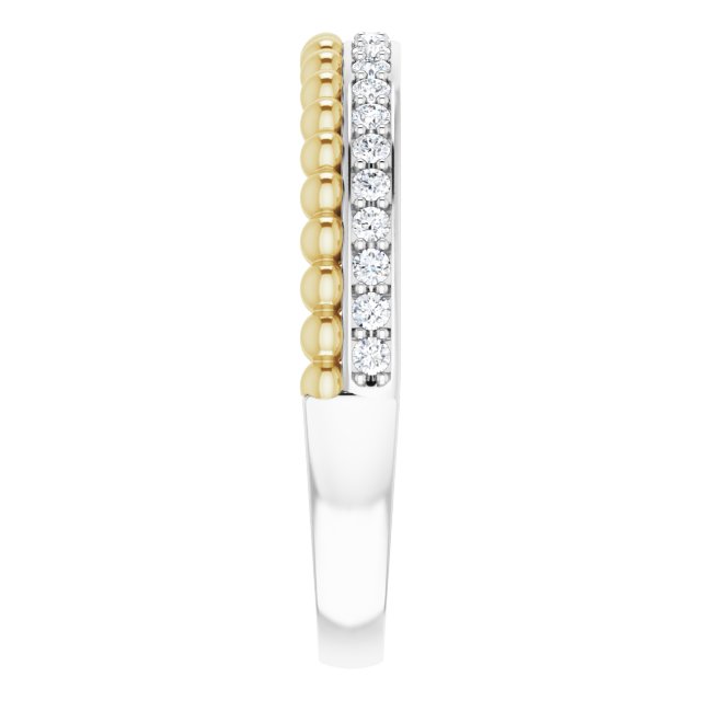 14K Gold Round Natural Diamond Beaded Ring – 1.3mm Stones - Two-Tone - view 4